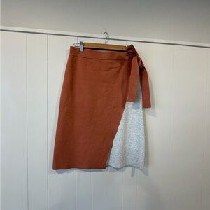 Roolee Tan and Gray Midi Skirt